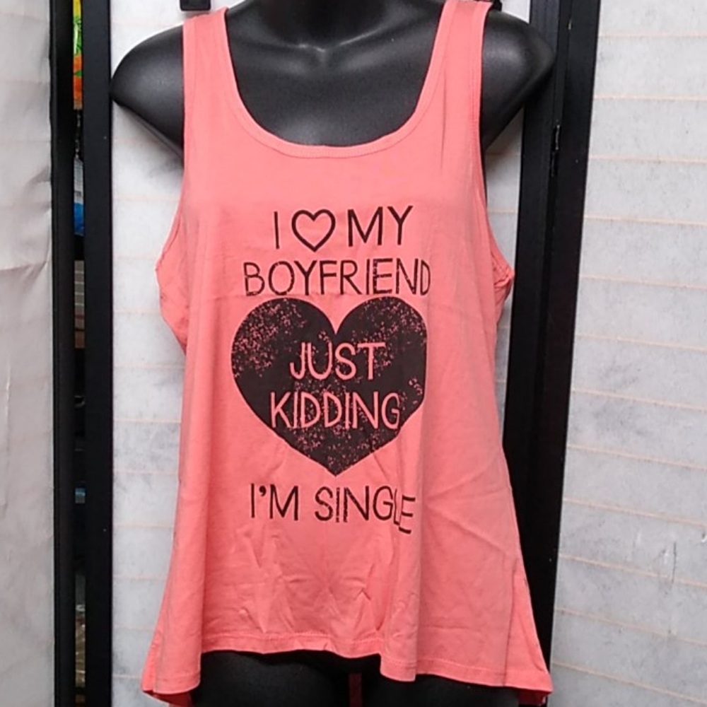 🌵#305 coral pink boyfriend tank sz Jr L/XL